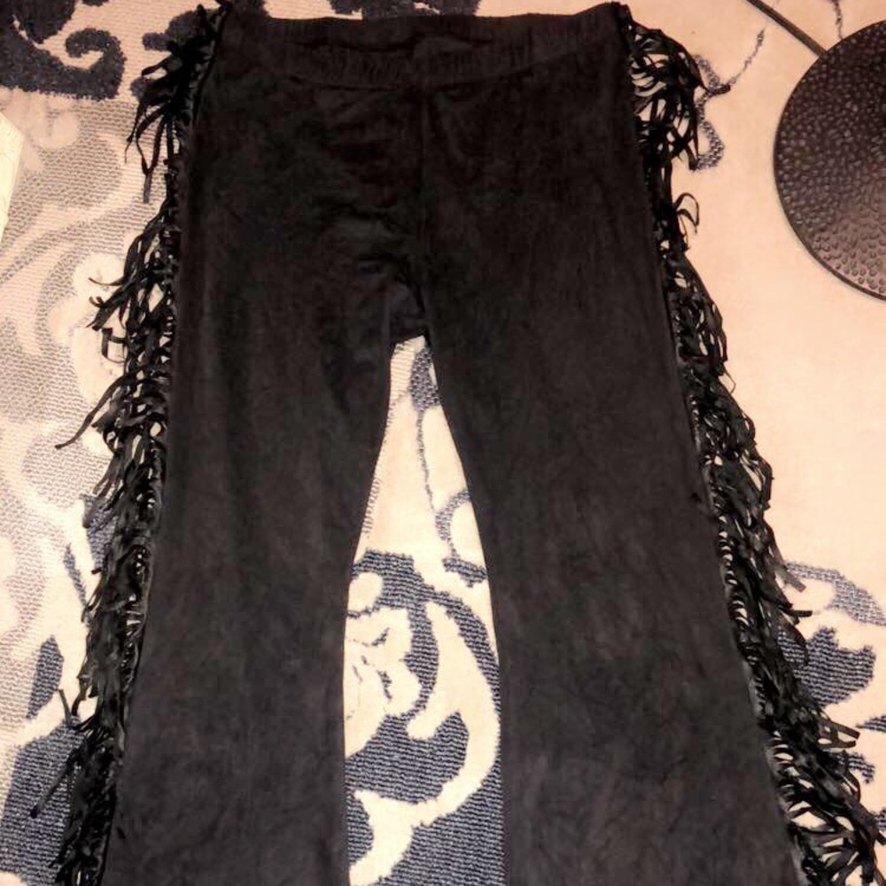 Velvet wrangle fringe pants